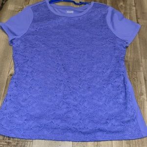 This is is a purple laced shirt, size large but fits like a medium.